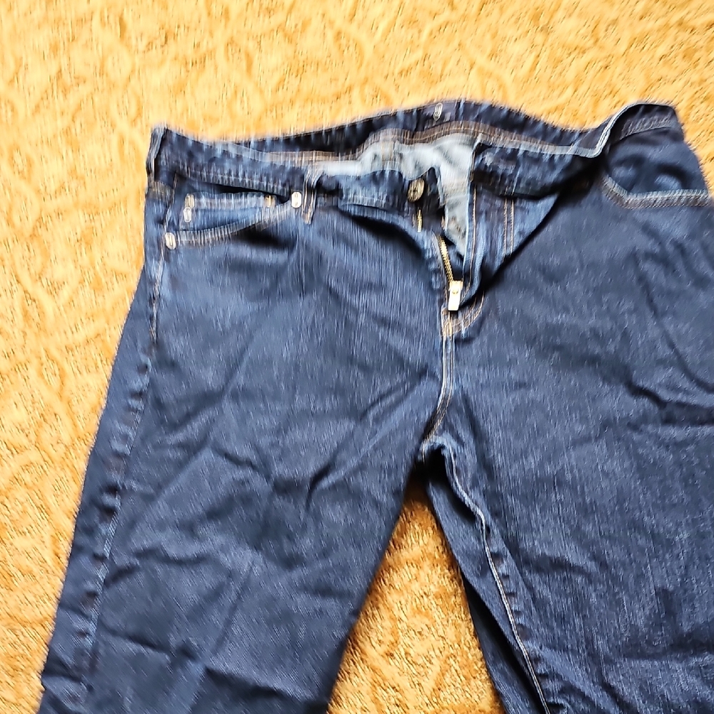 Ag Adriano Goldschmied Dark Blue Denim Jeans with Contrast Stitching